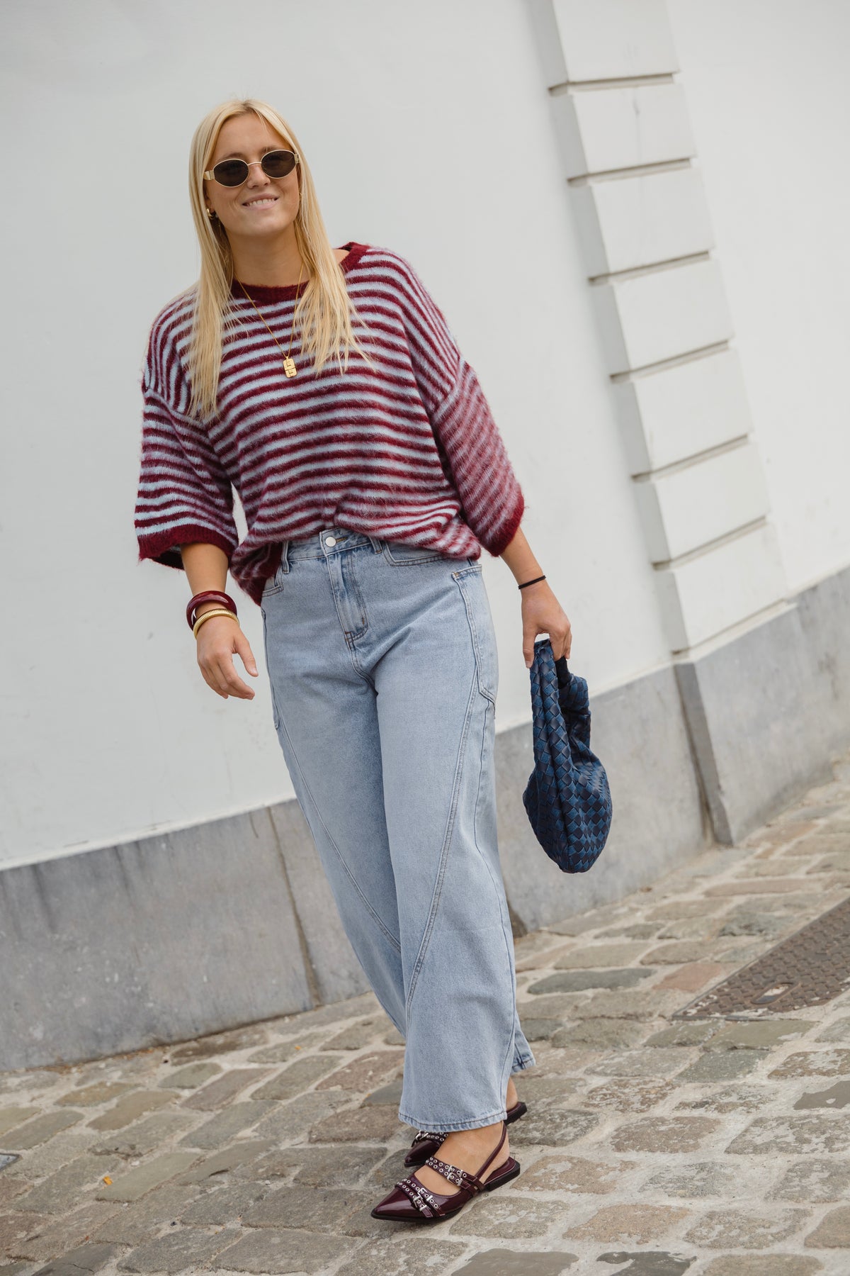 MIA KNIT BORDEAUX/BLEU-CIEL