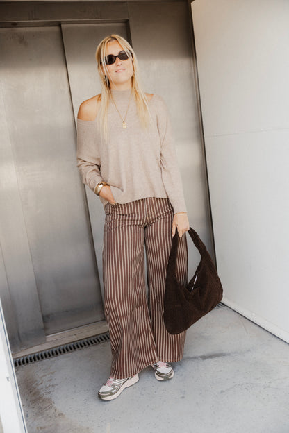 STRIPED JEANS CHOCO/BEIGE