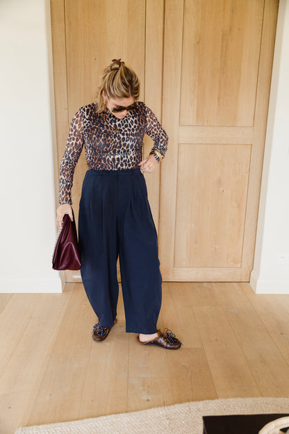 ELLE COTTON TROUSERS NAVY