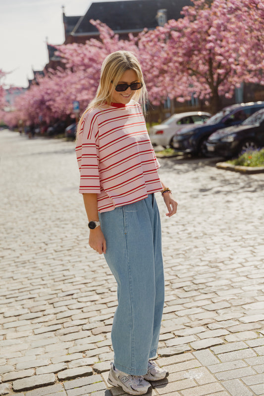 JOL STRIPED T-SHIRT PINK/RED