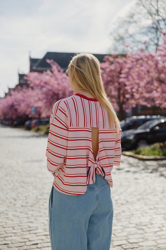 JOL STRIPED T-SHIRT PINK/RED