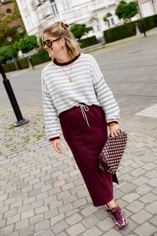 VELVET SKIRT BORDEAUX