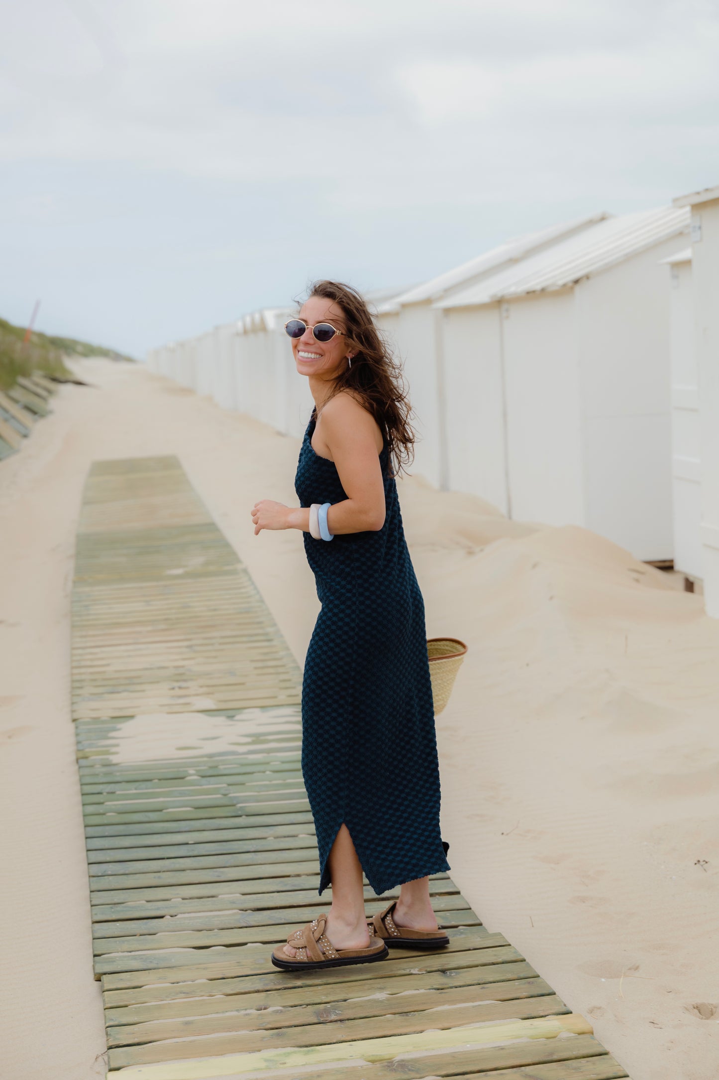 TERRY CLOTH DRESS NAVY
