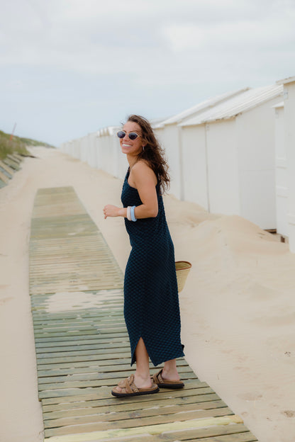 TERRY CLOTH DRESS NAVY