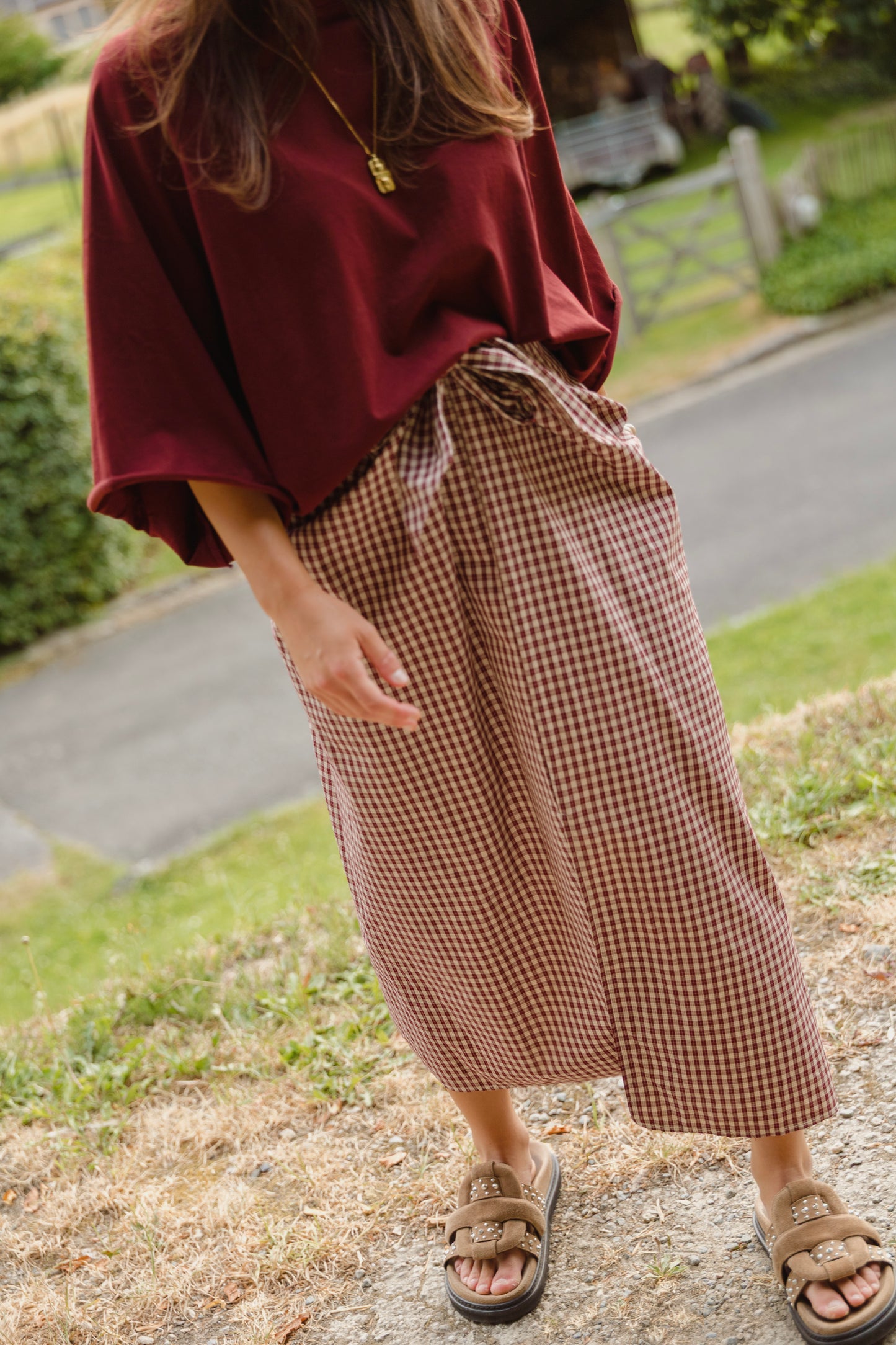 VICHY SKIRT BORDEAUX