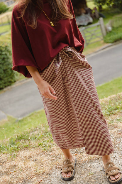 VICHY SKIRT BORDEAUX