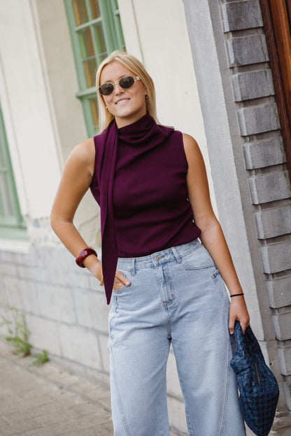 SCARF TOP BURGUNDY