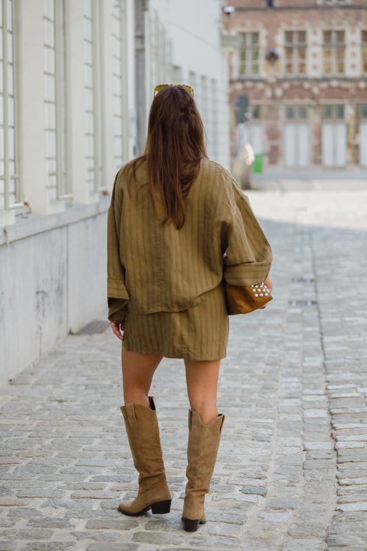 MIA STRIPED BLOUSE KAKI