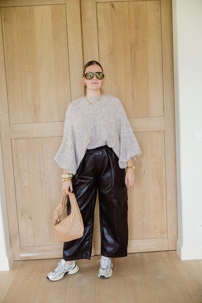 LEATHER CARGO PANTS CHOCO