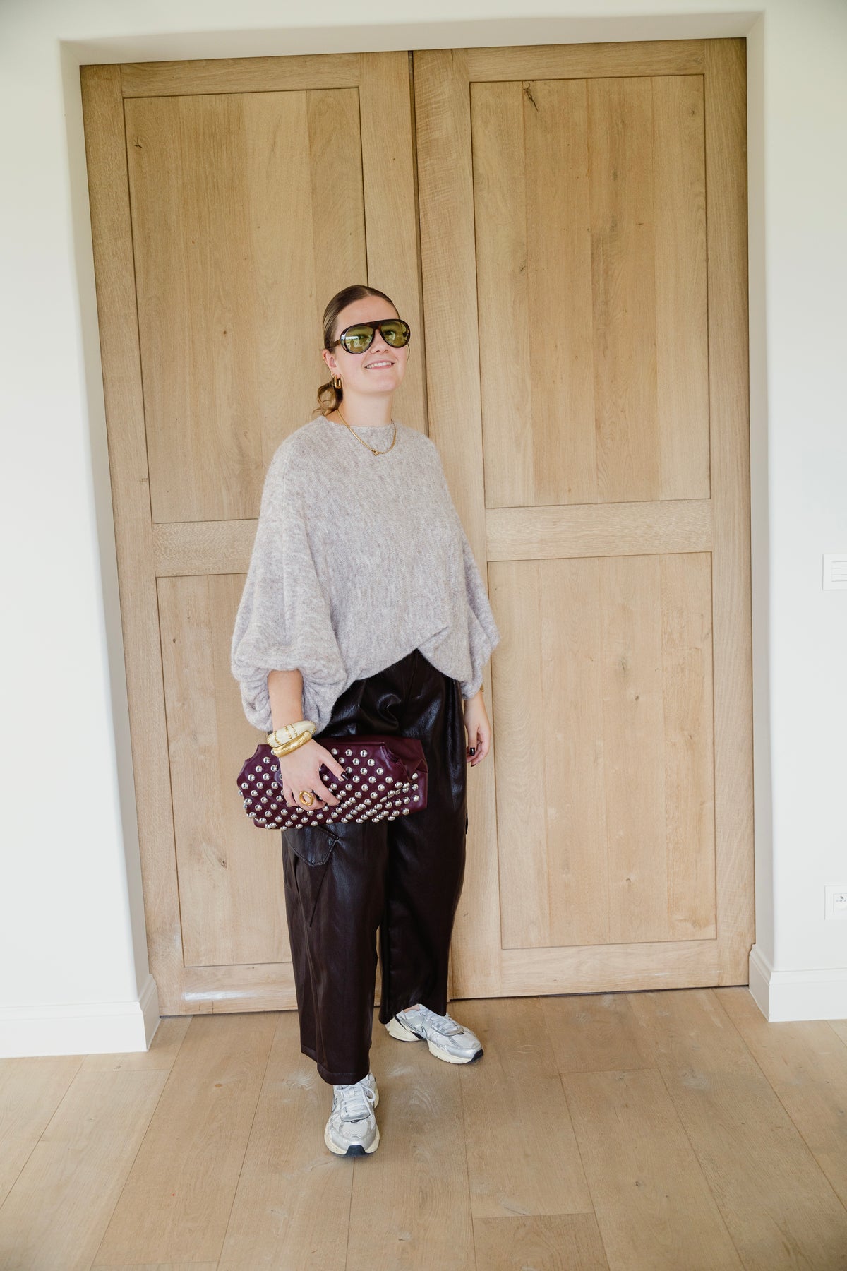 LEATHER CARGO PANTS CHOCO