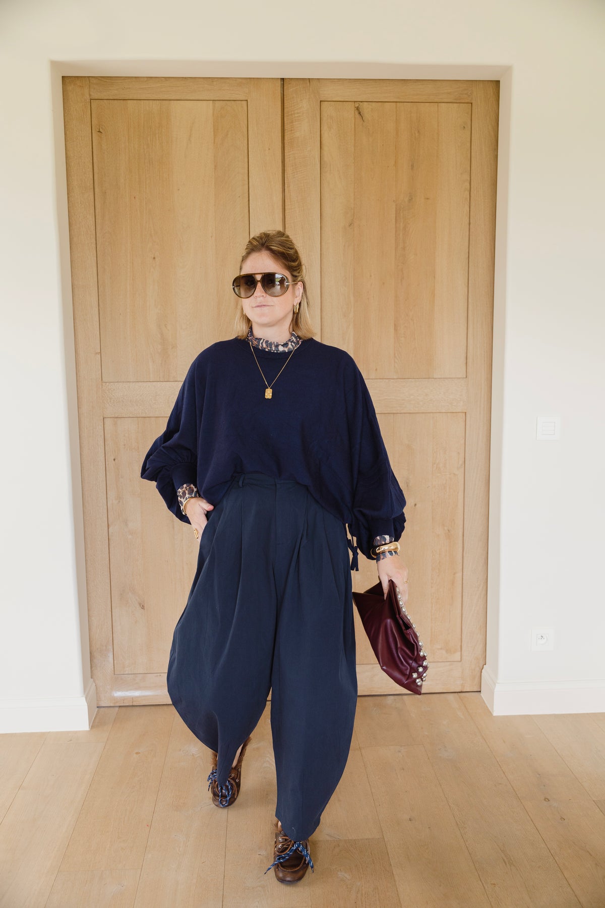 ELLE COTTON TROUSERS NAVY