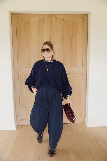 ELLE COTTON TROUSERS NAVY
