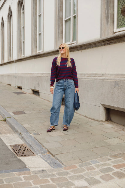 STRIPED KNIT BORDEAUX/NAVY