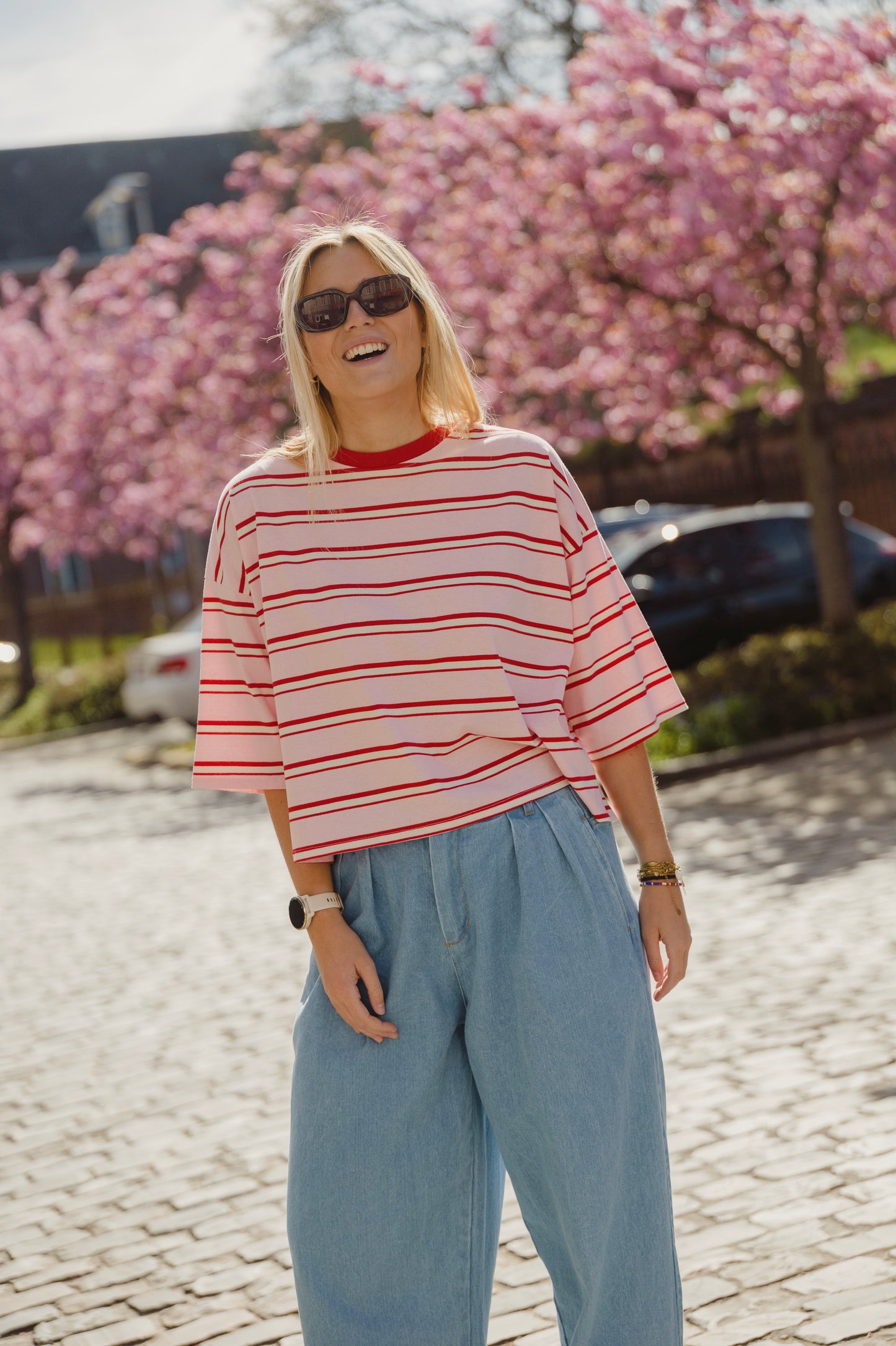 JOL STRIPED T-SHIRT PINK/RED