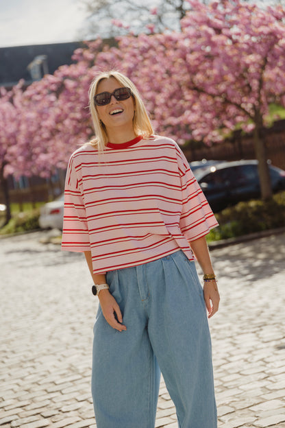 JOL STRIPED T-SHIRT PINK/RED