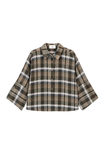 PLAID SHIRT KAKI/NAVY