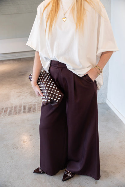ELLA TROUSERS BURGUNDY