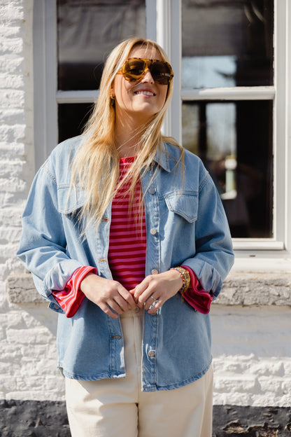 ASH STRIPED LONGSLEEVE PINK/RED